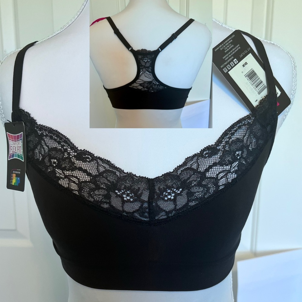 Maidenform Black Lace Bralette Racer T-back Sz Small